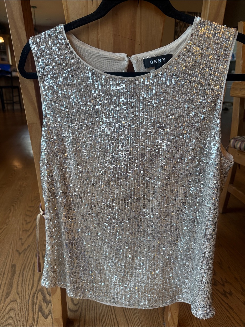 DKNY Silver Sequin Sleeveless Top